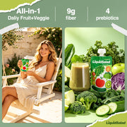 GummyGlow Liquid Salad 16 Fruits & Vegetables Juice Superfood Smoothie Pouches Assorted Ready-to-Eat Salad with dietary fiber & Prebiotic Wholesome Vegan Snack 7 Pouches