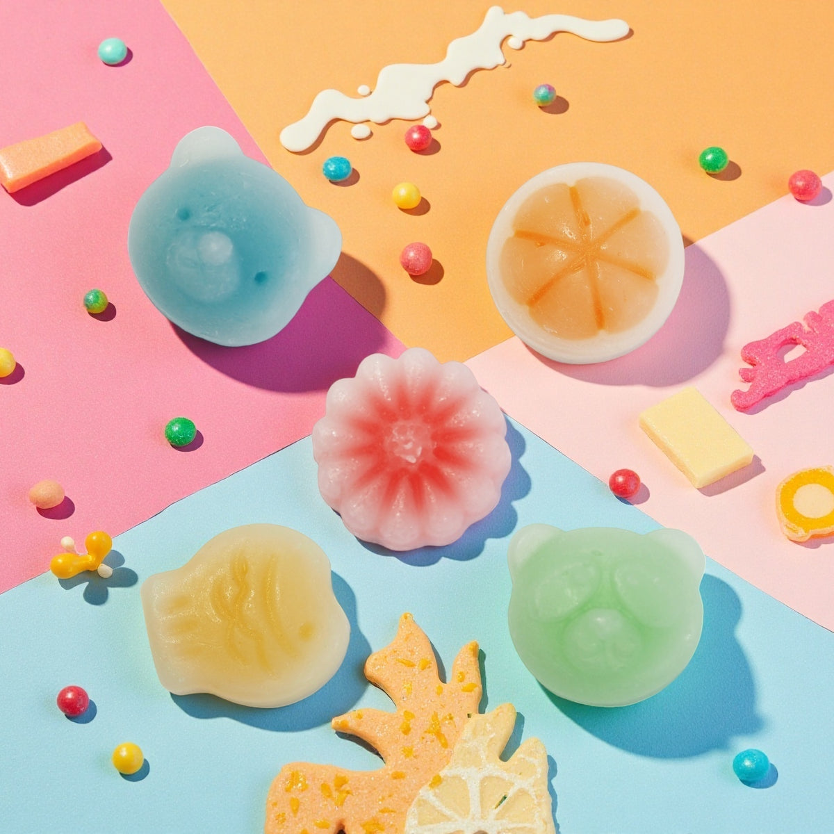 Gummy Glow Fruity Wax Candy with 5 Flavors, Pineapple, Green Apple, Blueberry, Orange, Strawberry