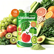Liquid Salad High Fiber Veggie Pouches, Superfood Smoothie with Prebiotic & 16 Fruits & Vegetables, Convenient Ready-to-Eat Juice for Gut Health, Wholesome Vegan Gluten Free Snack, 7 Count (Pack of 7)