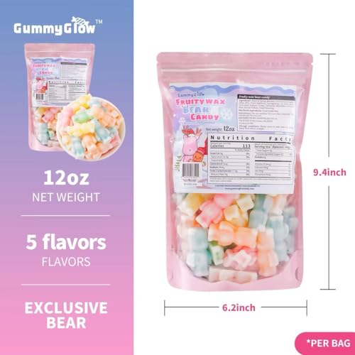 Gummy Glow 12oz Bear Wax Candy with Twist & Squeeze Sour Liquid Candy
