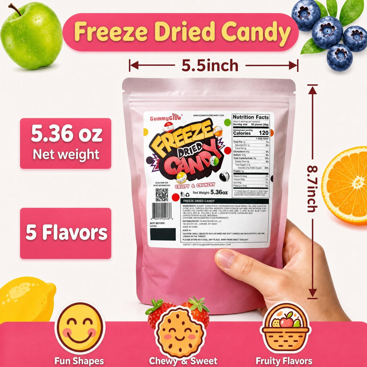 5.36oz Freeze Dried Candy, Airy and Crunchy Texture Treats Snack