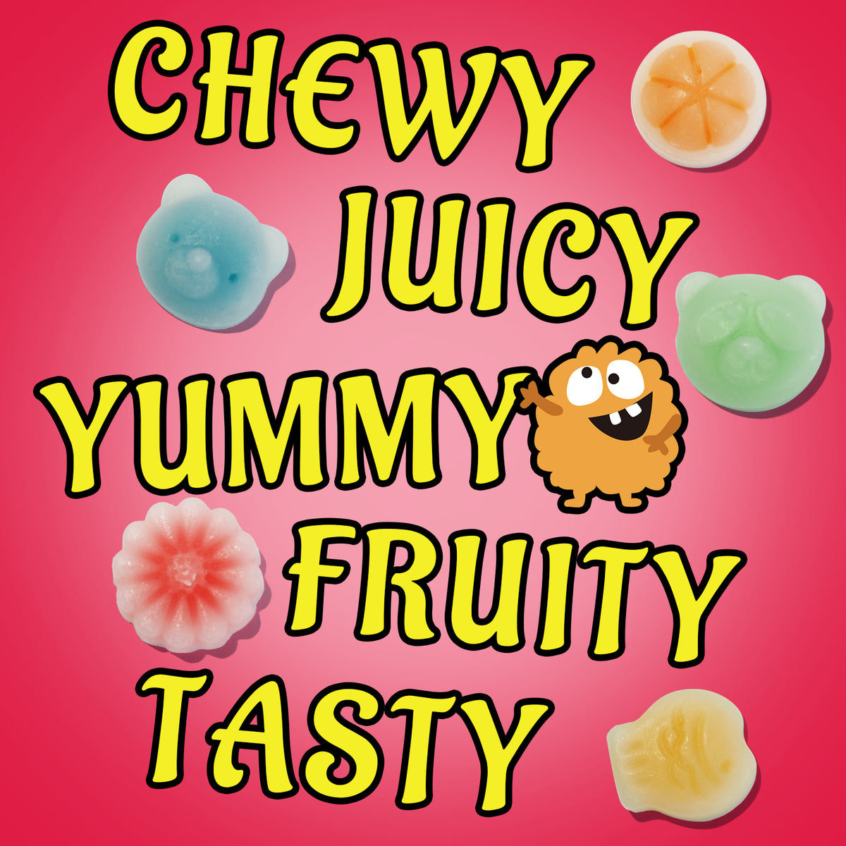 Gummy Glow Fruity Wax Candy with 5 Flavors, Pineapple, Green Apple, Blueberry, Orange, Strawberry