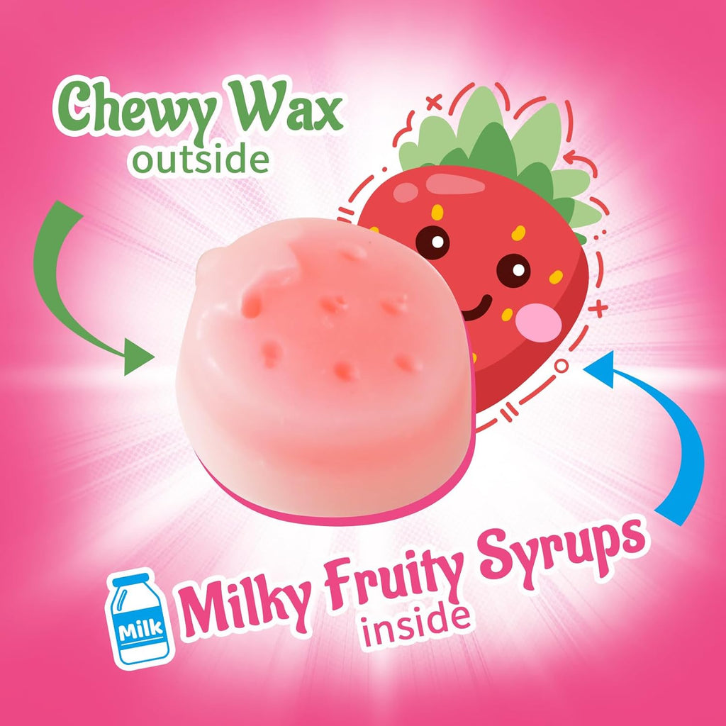 Gummy Glow Wax Candy NEW Milk Series - Retro Chewy Candy, 12oz Bulk Bag (55-65 Pcs) Triple Creamy Milk Flavors (Banana, Strawberry, Melon) - Old School Nostalgic Treats