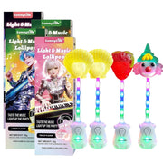 Gummy Glow Music Lollipop Candy, Light Up Singing Audio Lollipop Individually Wrapped, Fruit Flavored Hard Candy Suckers, Peach and Strawberry Dual Pack, Gluten Free Vegan Halal