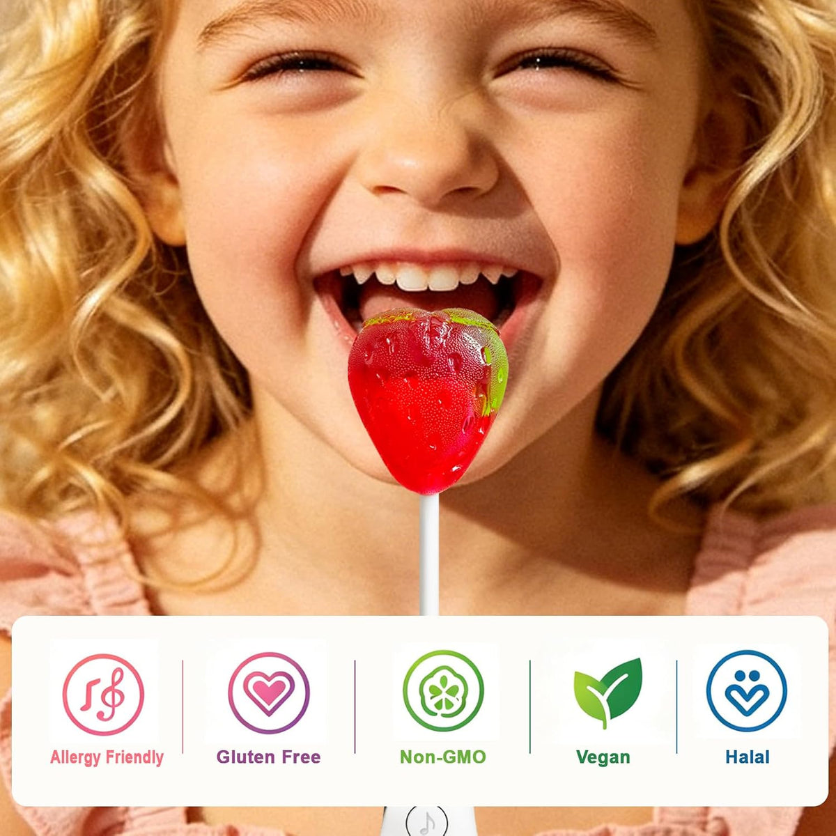 Gummy Glow Music Lollipop Candy, Light Up Singing Audio Lollipop Individually Wrapped, Fruit Flavored Hard Candy Suckers, Gluten Free Vegan HalalGluten Free Vegan Halal
