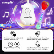 Gummy Glow Music Lollipop Candy, Light Up Singing Audio Lollipop Individually Wrapped, Fruit Flavored Hard Candy Suckers, Peach and Strawberry Dual Pack, Gluten Free Vegan Halal