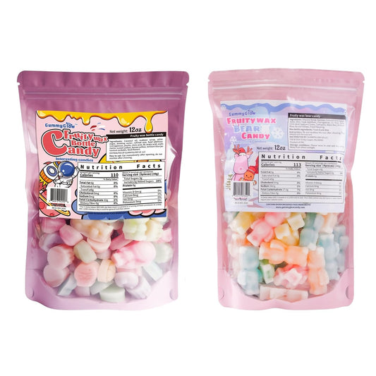 [2 Pack]Wax Candy 12oz Bulk Pack, Assorted Fruit Flavors & Fun Shapes for Old School Candy Lovers
