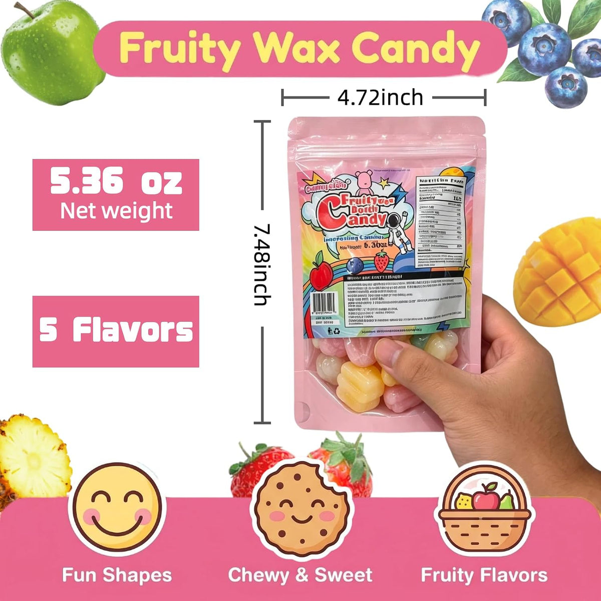 GummyGlow 5.36oz Chewable Waxy Candy with Sour Squeeze Candy