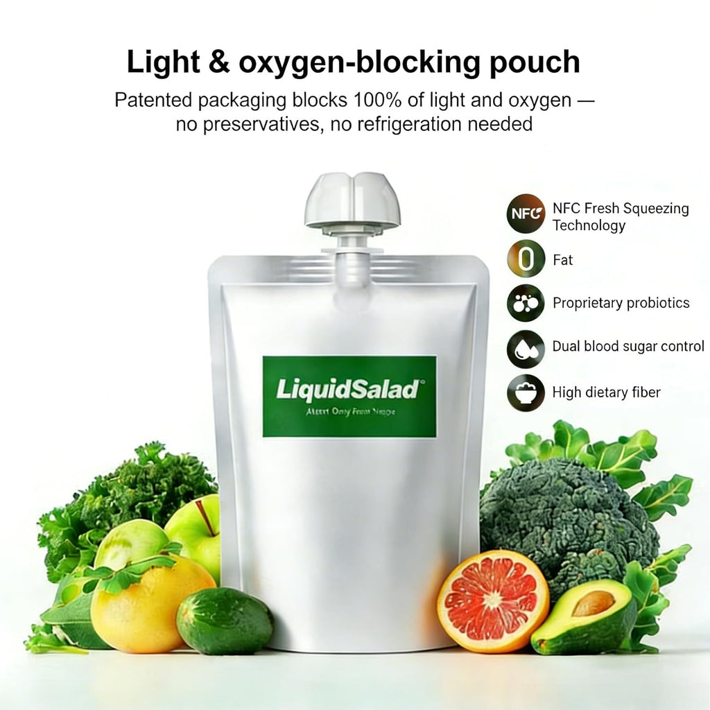 Liquid Salad High Fiber Veggie Pouches, Superfood Smoothie with Prebiotic & 16 Fruits & Vegetables, Convenient Ready-to-Eat Juice for Gut Health, Wholesome Vegan Gluten Free Snack, 7 Count (Pack of 7)