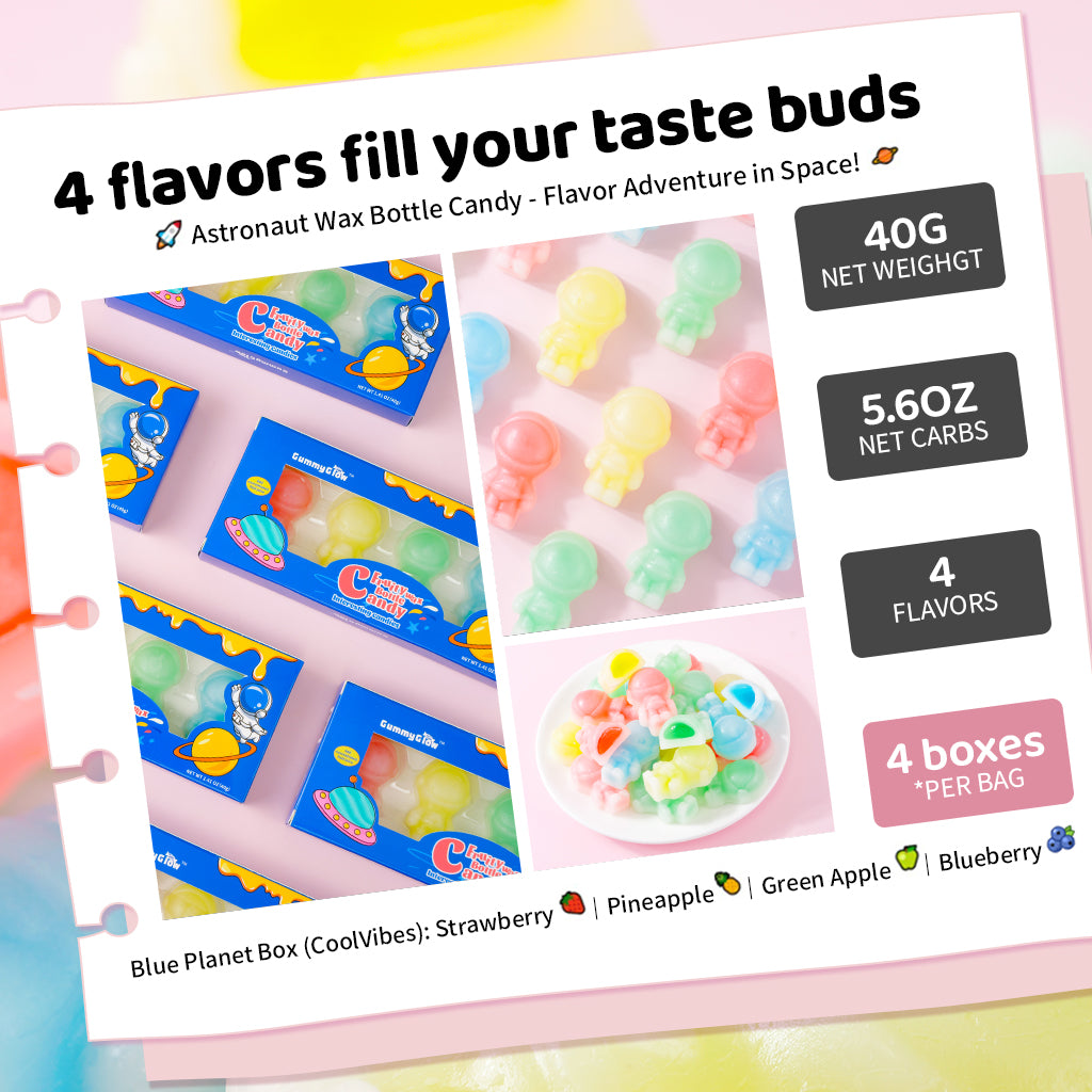 #SpringGrowUp 4-Flavor Astronaut Chewy Wax Candy - Spring Sale