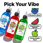 Gummy Glow Twist & Squeeze Sour Liquid Candy, 3.53oz Each (Pack of 3) Green Apple, Blueberry & Watermelon, Ideal for Cookies, Ice Cream, Fruit, Sweet and Sour Flavor Booster
