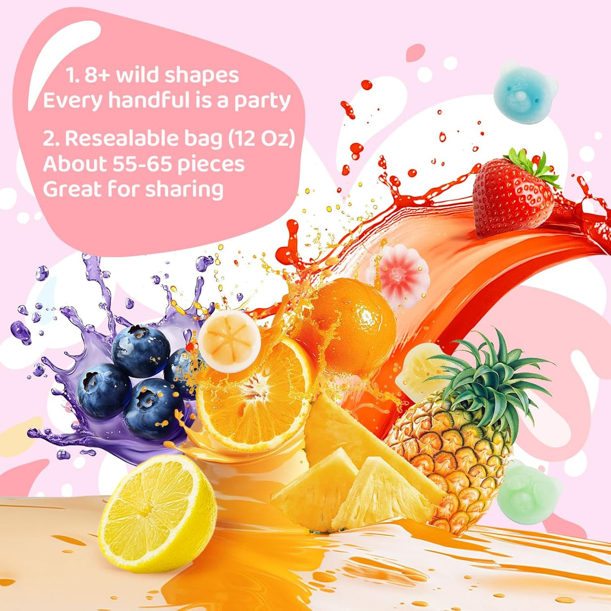 Gummy Glow Wax Candy 12oz Bulk Pack, Retro Chewy Wax Candies for Old School Candy Lovers with 55-65 Pieces & 5 Flavors, Nostalgic Sweet Treats