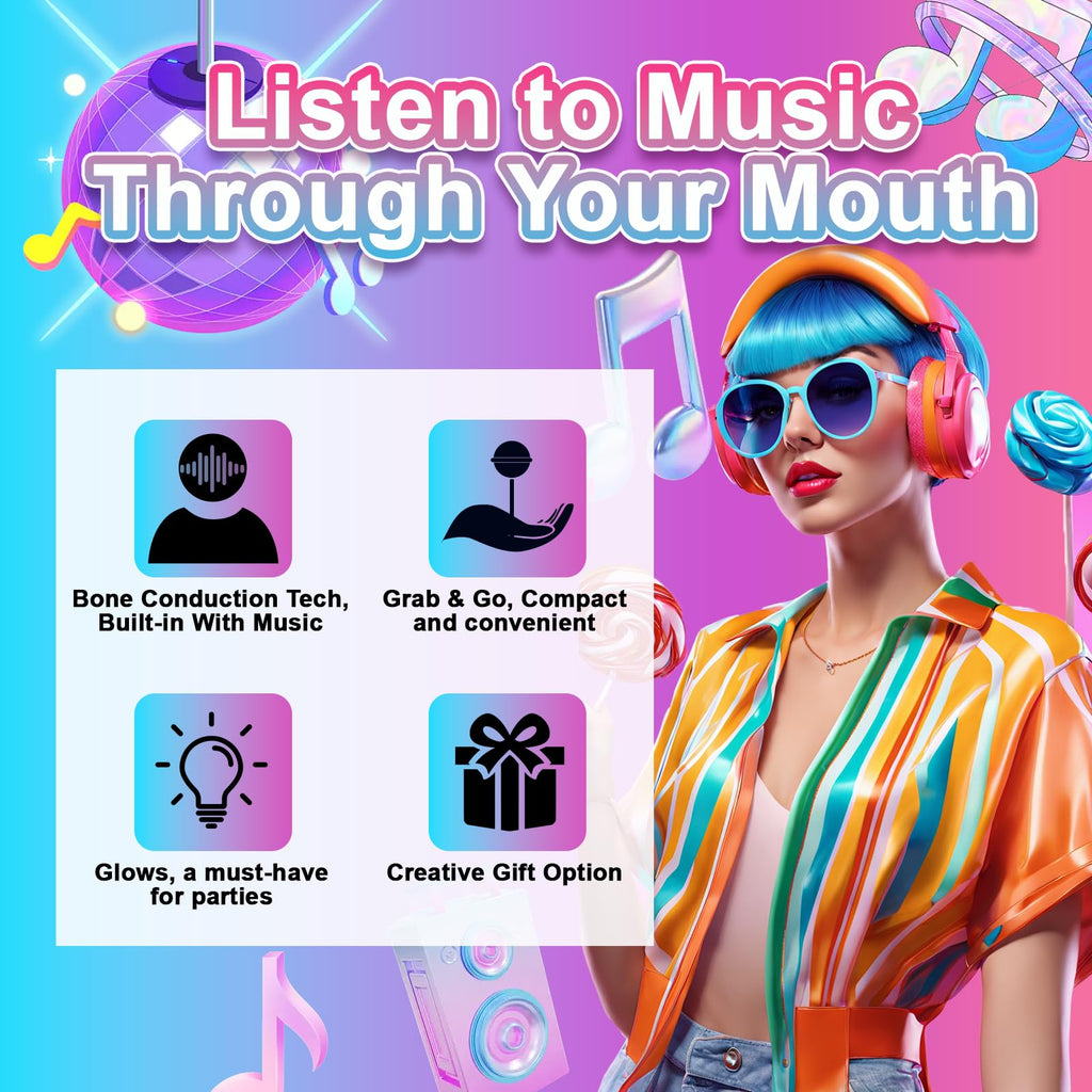 Gummy Glow Music Lollipop Candy, Light Up Singing Audio Lollipop Individually Wrapped, Fruit Flavored Hard Candy Suckers, Peach and Strawberry Dual Pack, Gluten Free Vegan Halal (Strawberry & Lemon)
