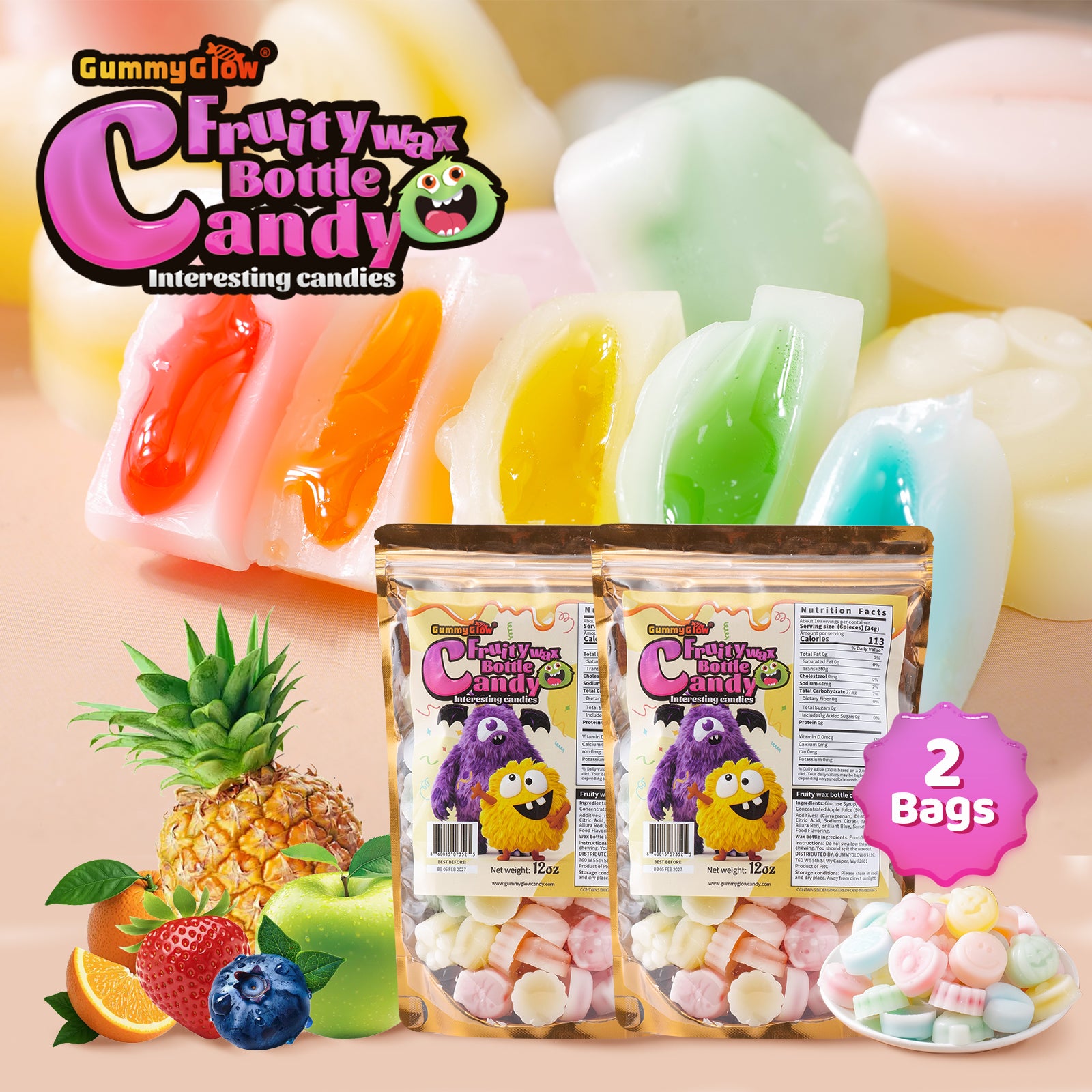 Gummy Glow Upgraded Fruity Wax Candy with 5 Flavors for Old School Candy Lover #SpringGrowUp