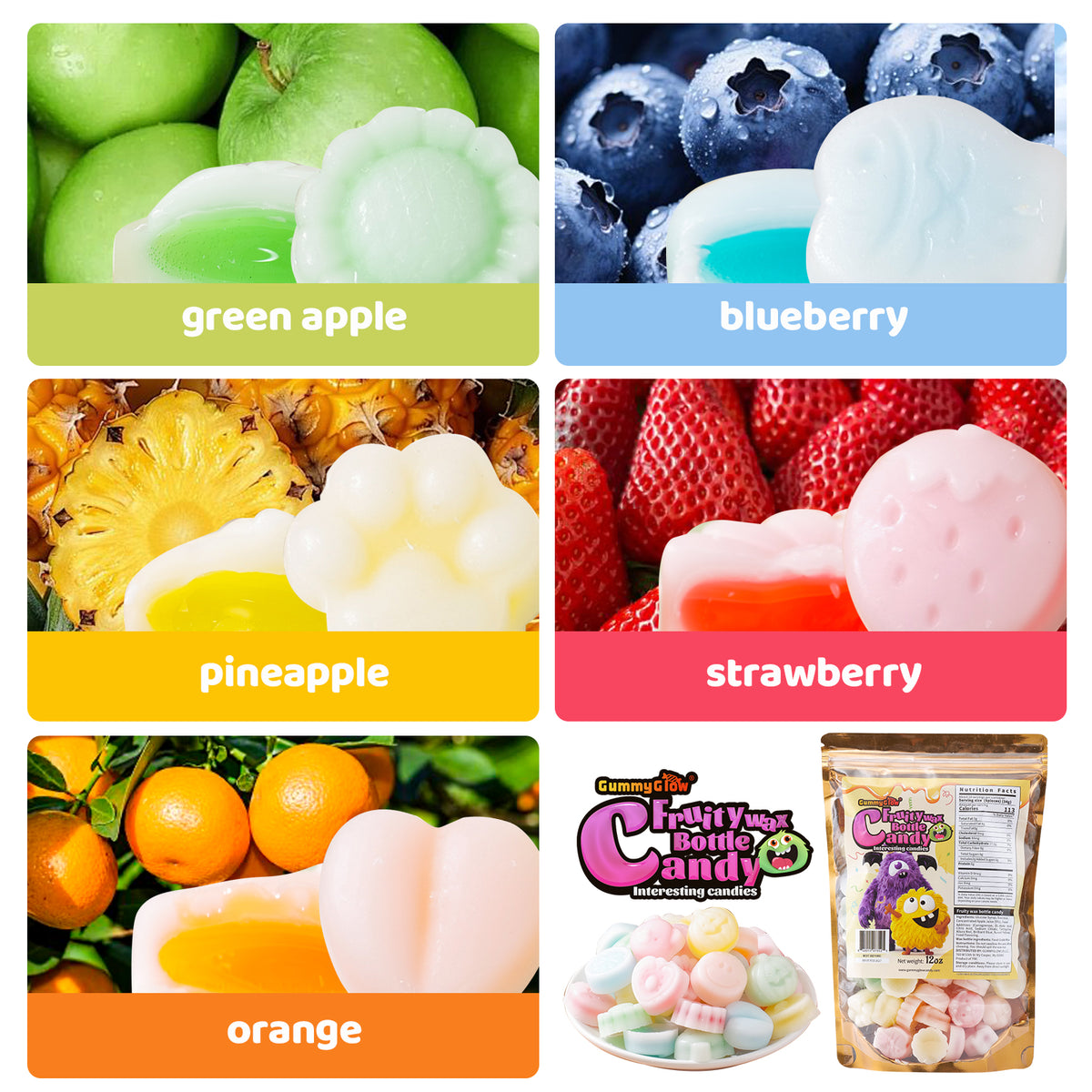 Gummy Glow Upgraded Fruity Wax Candy with 5 Flavors for Old School Candy Lover #SpringGrowUp